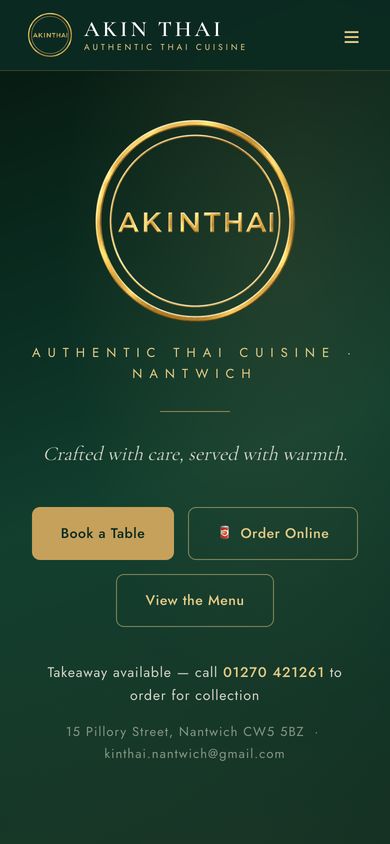 Akin Thai website on a phone