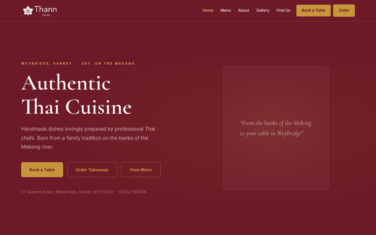 Thann Thai website on a laptop